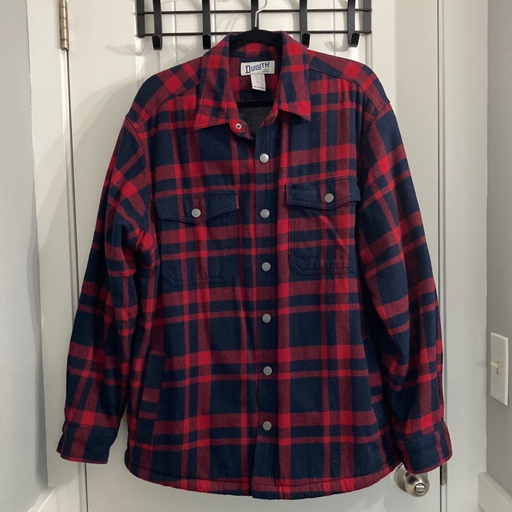 Duluth Trading Co. heavy duty snap  closure Plaid Shirt-Jacket